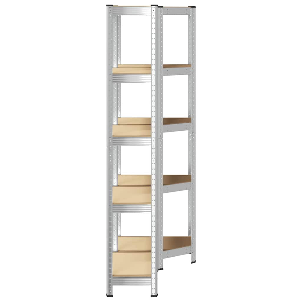 8721158337665_g_en_hd_3 vidaXL 2 Piece 5-Layer Shelves Set Silver Steel&Engineered Wood - Image 6