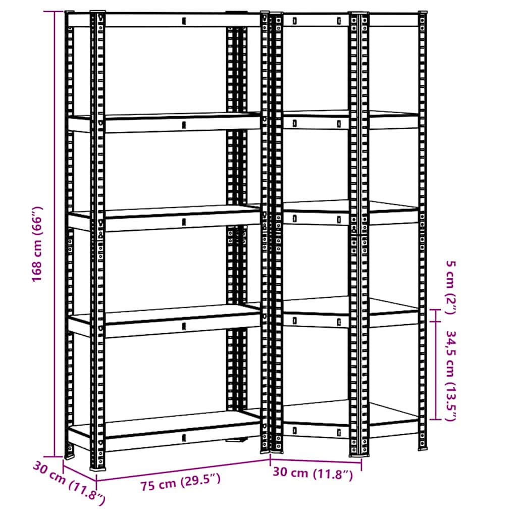 8721158337665_g_en_hd_8 vidaXL 2 Piece 5-Layer Shelves Set Silver Steel&Engineered Wood - Image 11