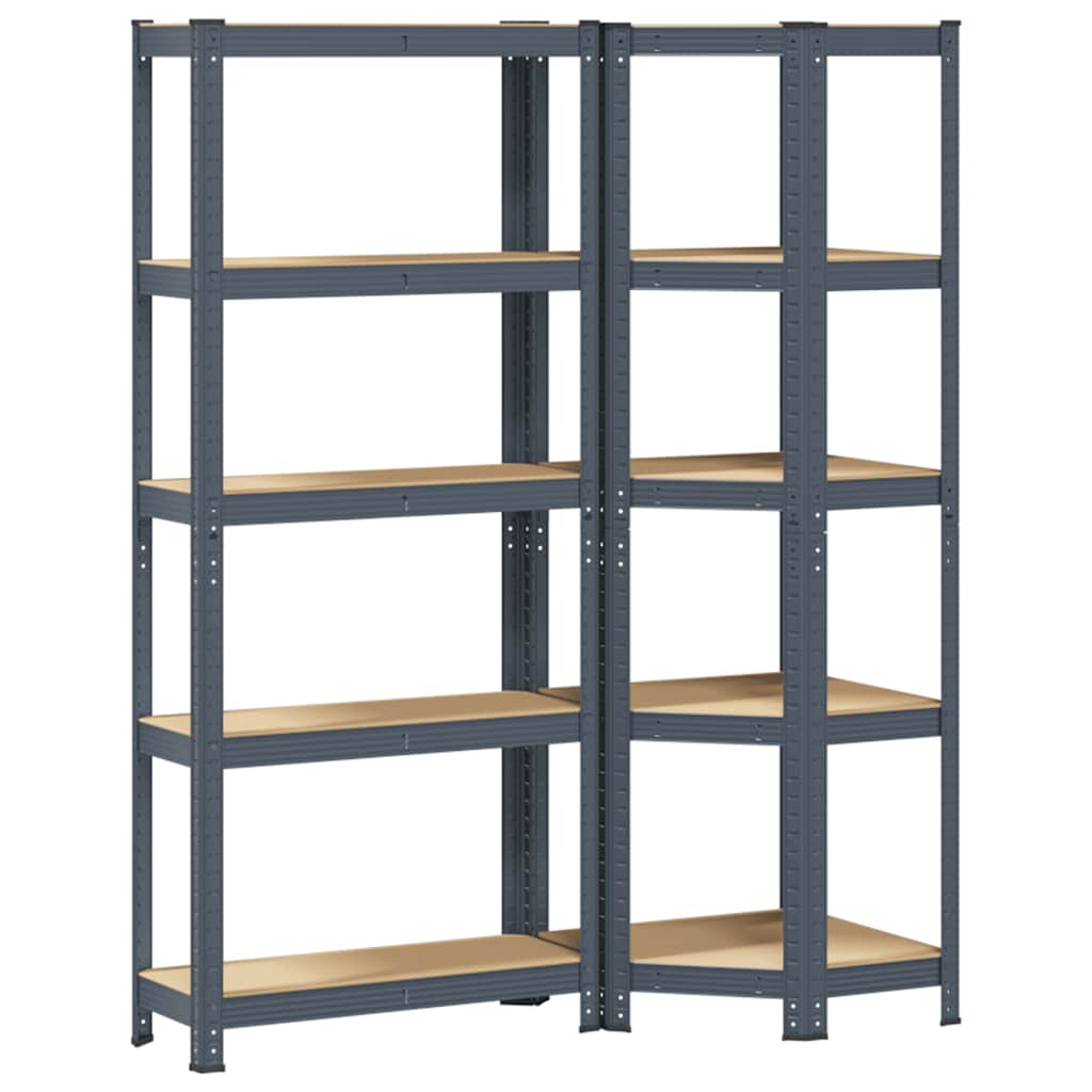 8721158337702_a_en_hd_1 vidaXL 2 Piece 5-Layer Shelves Set Anthracite Steel&Engineered Wood - Image 2
