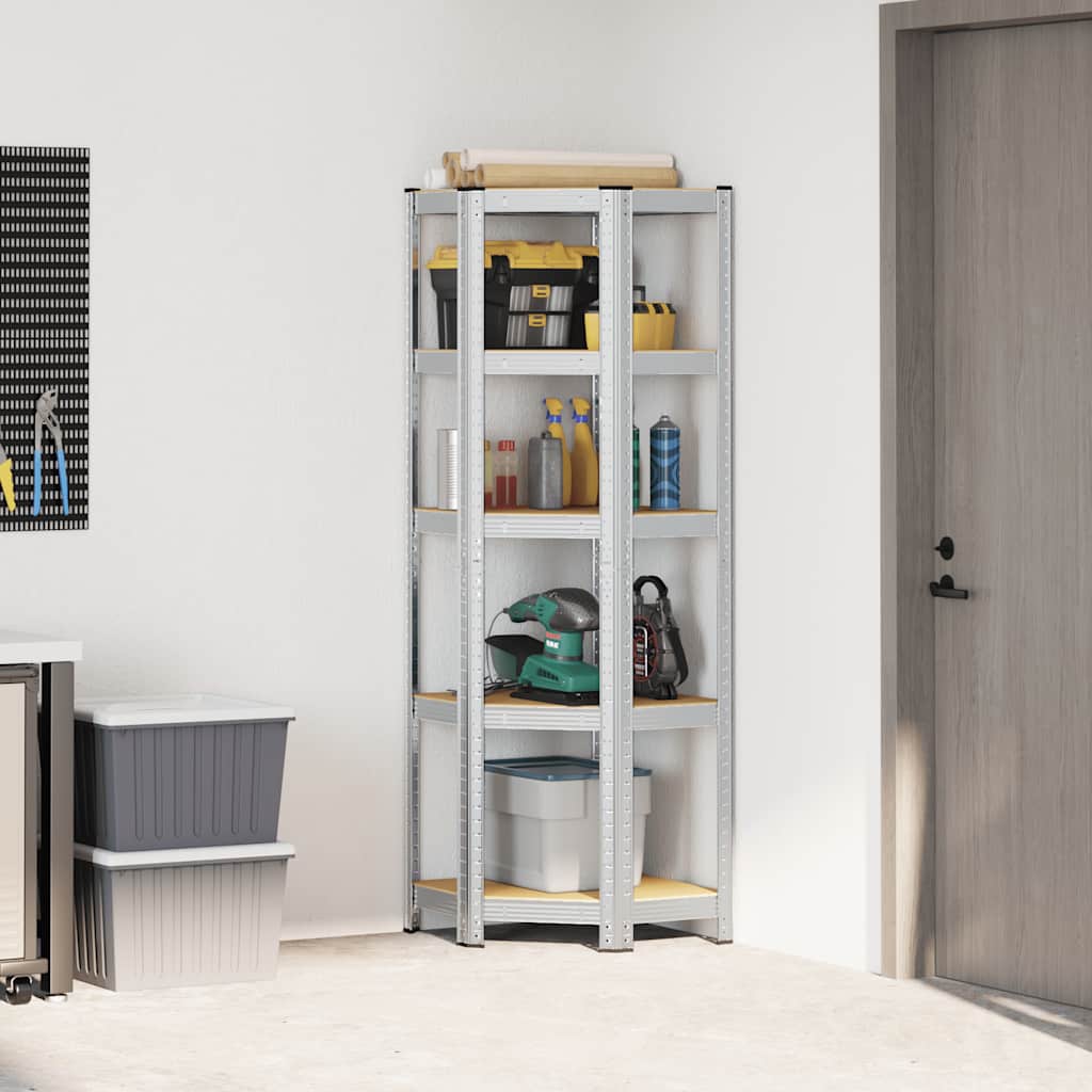 8721158392329_g_en_hd_1 vidaXL 5-Layer Corner Shelf Silver Steel&Engineered Wood - Image 4
