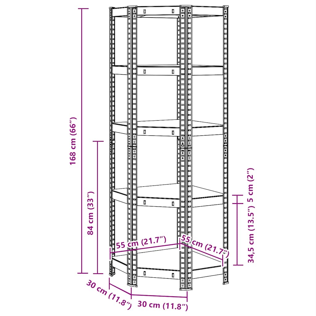 8721158392329_g_en_hd_10 vidaXL 5-Layer Corner Shelf Silver Steel&Engineered Wood - Image 13