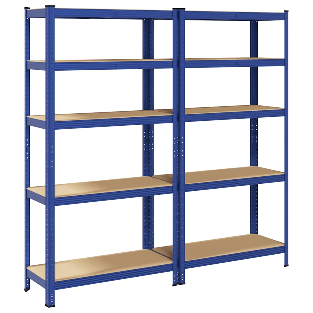 8721158392381_a_en_hd_1 vidaXL 5-Layer Storage Shelves 2 pcs Blue Steel&Engineered Wood - Image 2
