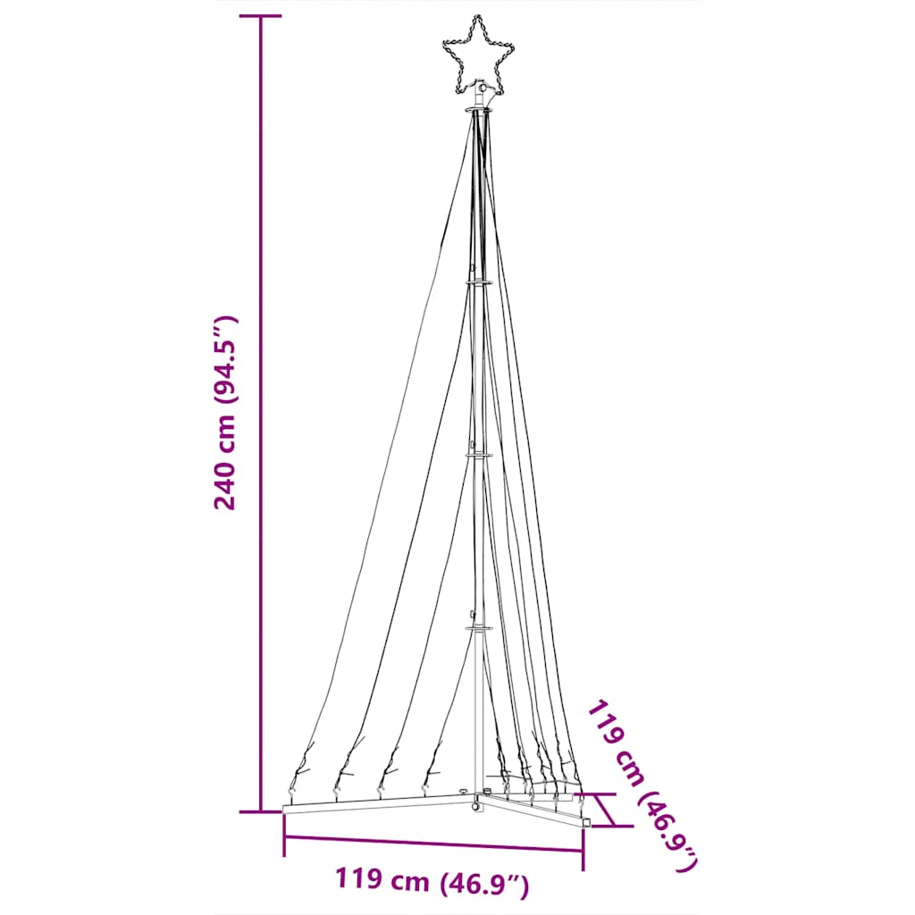 8721158394811_g_en_hd_9 vidaXL LED Christmas Tree 447 LEDs Warm White 240 cm - Image 11