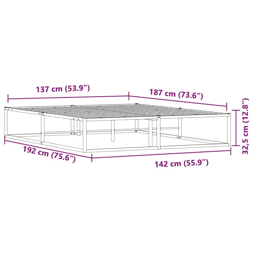 8721158397874_g_en_hd_7 vidaXL Bed Frame without Mattress White 137x187 cm Double Metal - Image 9