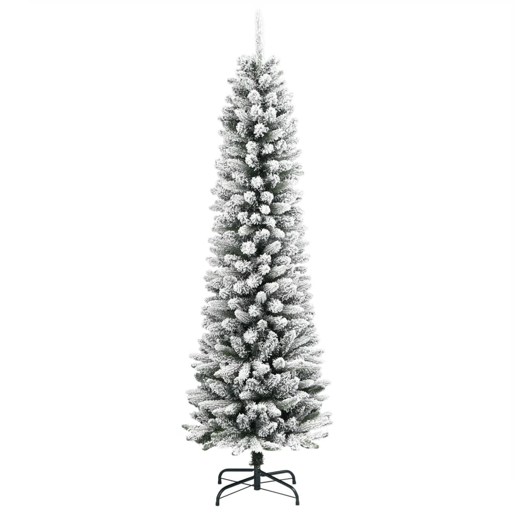 8721158417602_g_en_hd_1 vidaXL Artificial Slim Christmas Tree with Flocked Snow 180 cm PVC&PE - Image 2