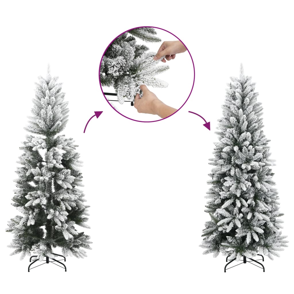 8721158417602_g_en_hd_2 vidaXL Artificial Slim Christmas Tree with Flocked Snow 180 cm PVC&PE - Image 3