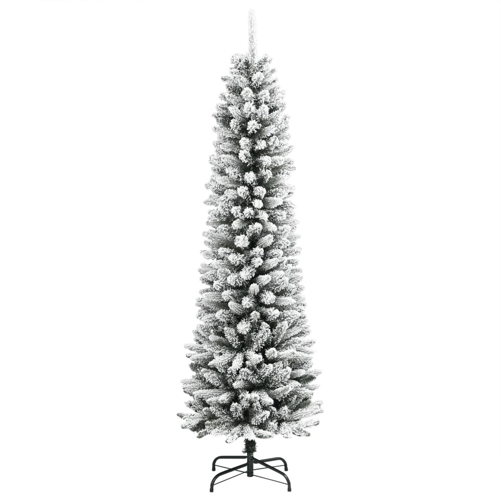 8721158417626_g_en_hd_1 vidaXL Artificial Slim Christmas Tree with Flocked Snow 240 cm PVC&PE - Image 2