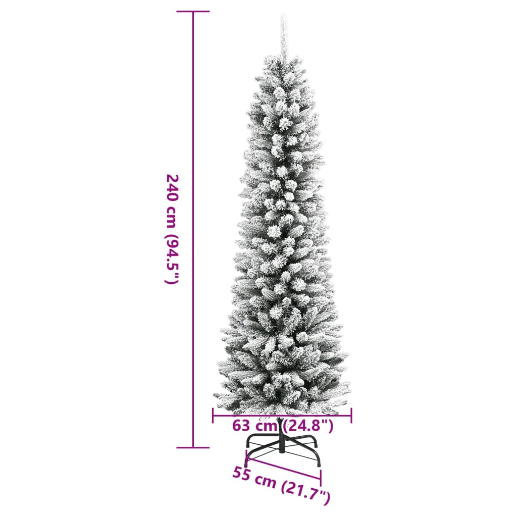 8721158417626_g_en_hd_7 vidaXL Artificial Slim Christmas Tree with Flocked Snow 240 cm PVC&PE - Image 8