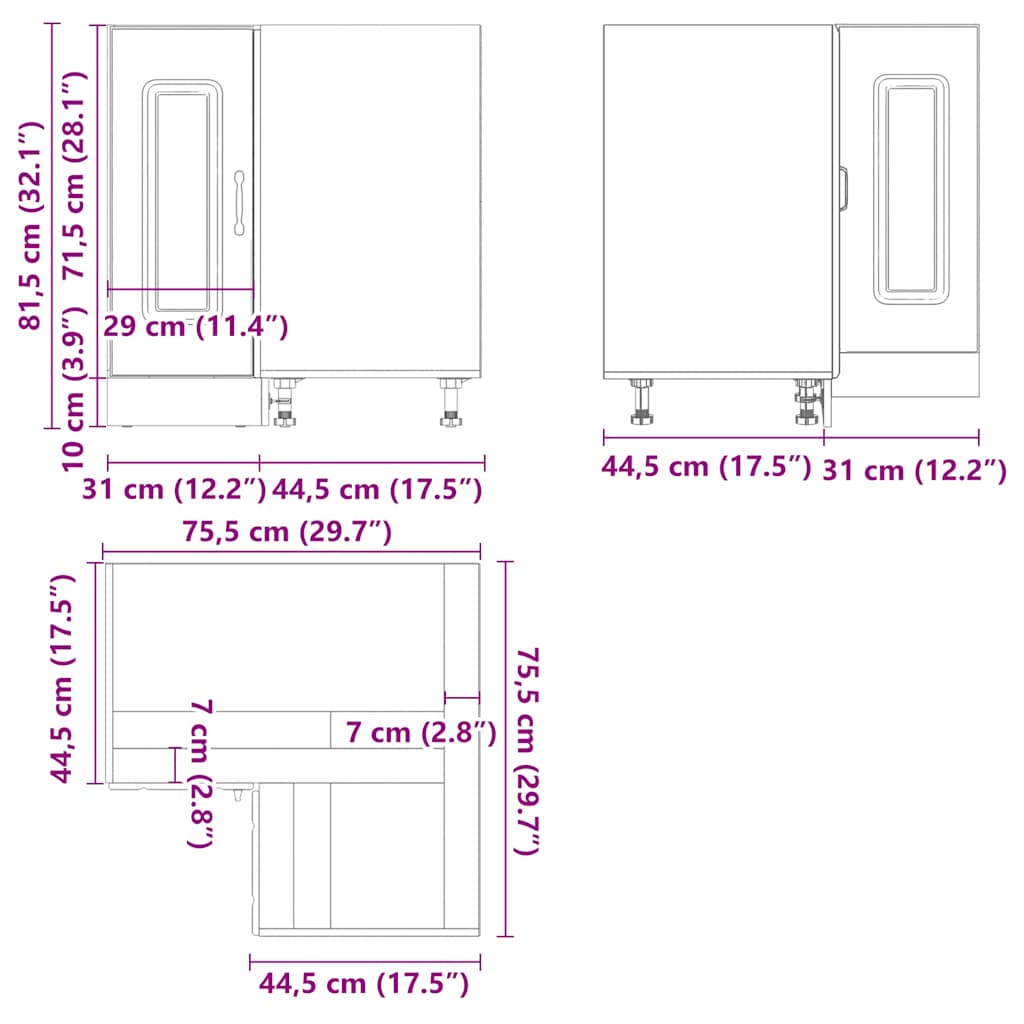 8721158418555_g_en_hd_10 vidaXL Kitchen Corner Base Cabinet "Kalmar" High Gloss White Engineered Wood - Image 13