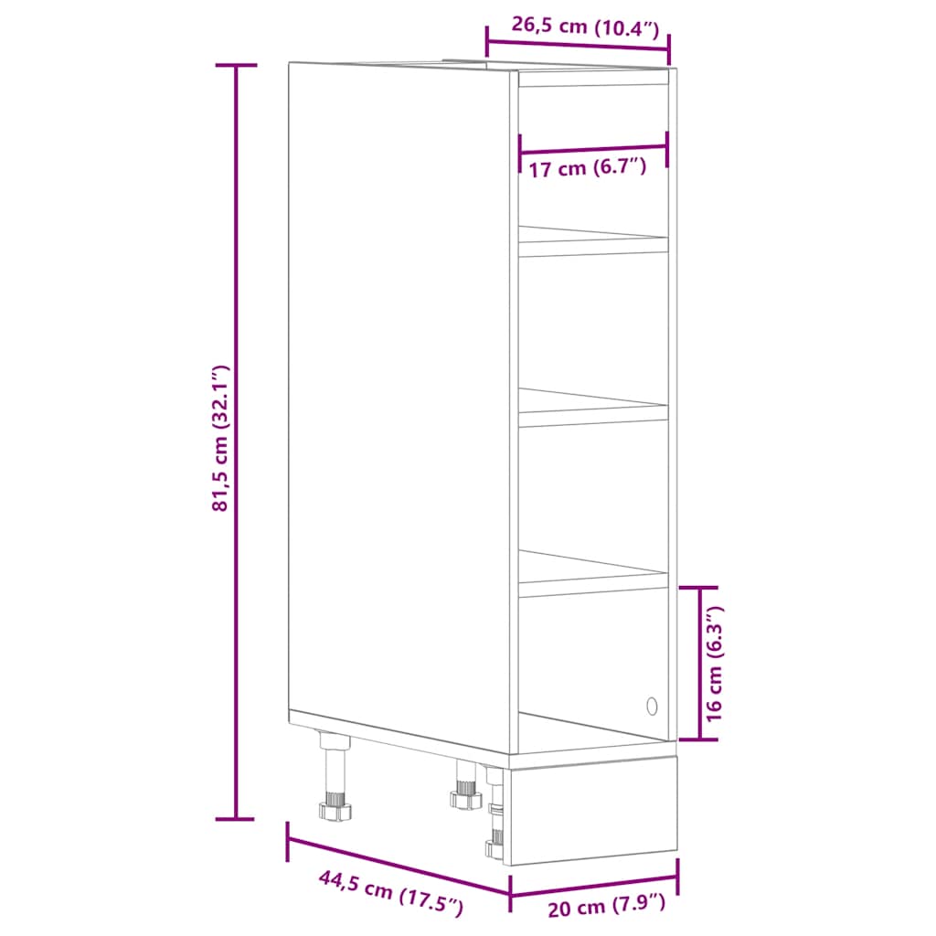 8721158425300_g_en_hd_7 vidaXL Bottom Cabinet "Riga" White 20x44,5x81,5 cm Engineered Wood - Image 10