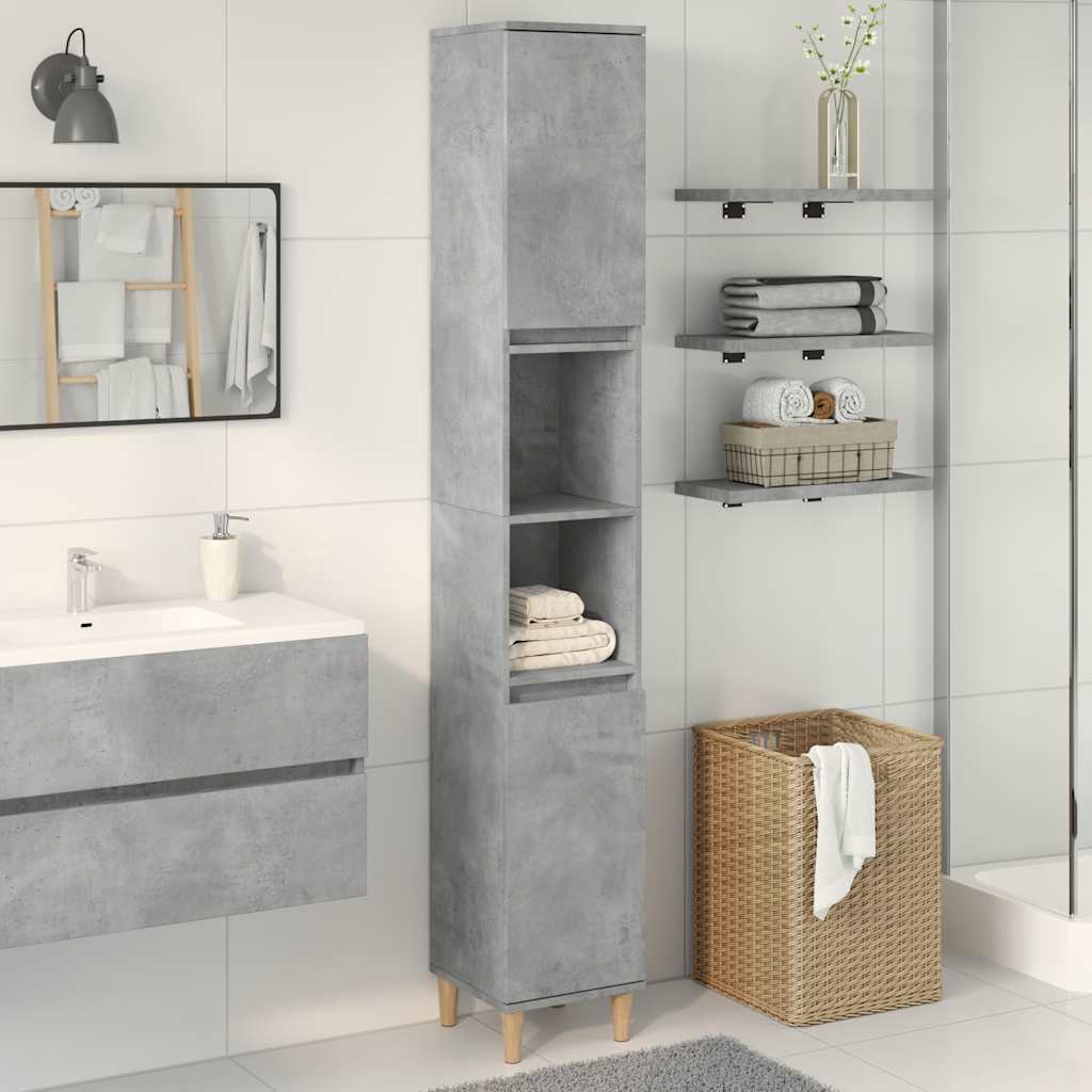 8721158443502_g_en_hd_1 vidaXL Bathroom Cabinet Concrete Grey 30x30x190 cm Engineered Wood - Image 3