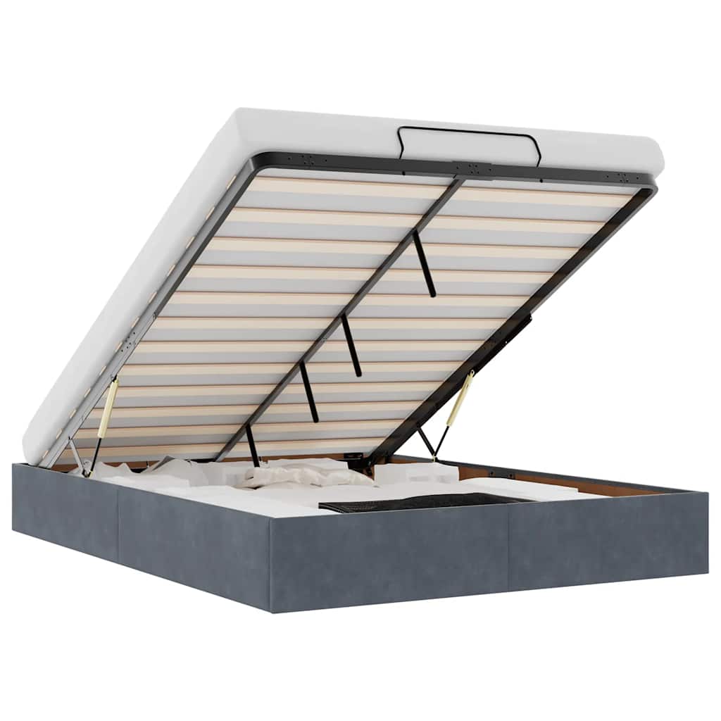 8721158457806_a_en_hd_1 vidaXL Ottoman Storage Bed Frame No Mattress Dark Grey Queen Velvet - Image 2