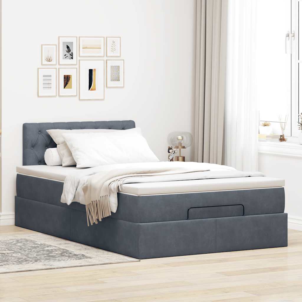 8721158466648_g_en_hd_1 vidaXL Ottoman Bed with Mattress Dark Grey King Single Velvet - Image 3