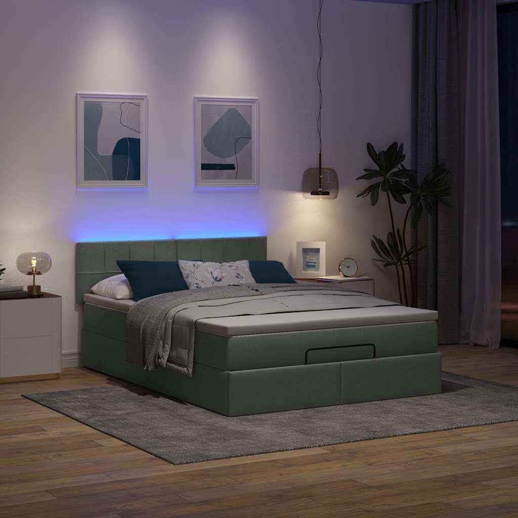 8721158471291_g_en_hd_1 vidaXL Ottoman Bed with Mattress & LEDs Dark Grey Queen Fabric - Image 3