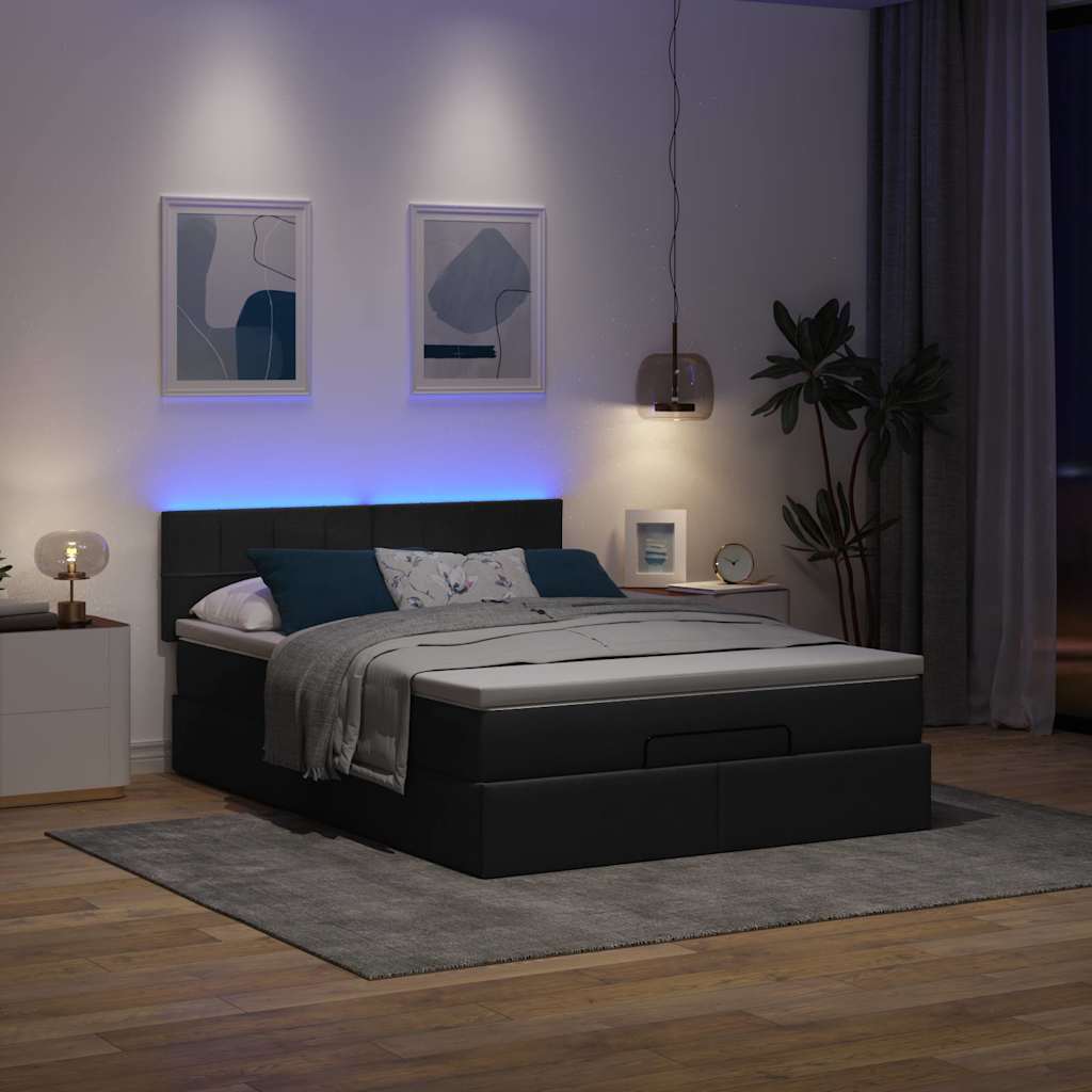8721158471307_g_en_hd_1 vidaXL Ottoman Bed with Mattress & LEDs Black Queen Fabric - Image 3