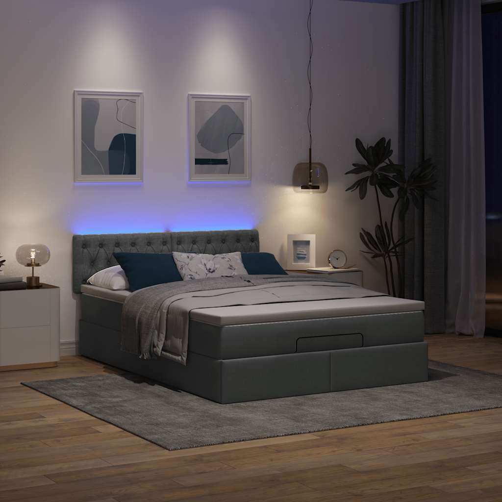 8721158472120_g_en_hd_1 vidaXL Ottoman Bed with Mattress & LEDs Dark Grey Queen Fabric - Image 3