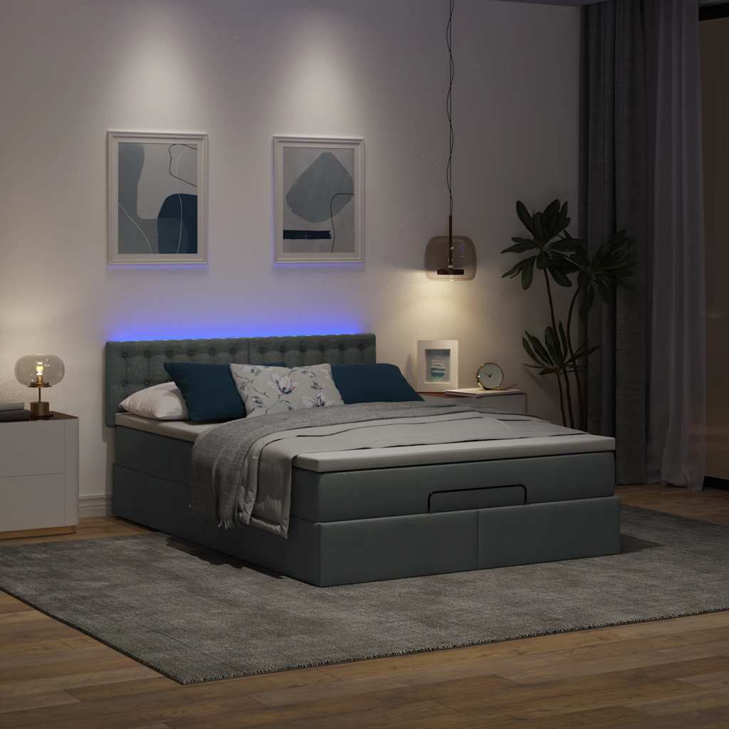 8721158472953_g_en_hd_1 vidaXL Ottoman Bed with Mattress & LEDs Dark Grey Queen Fabric - Image 3