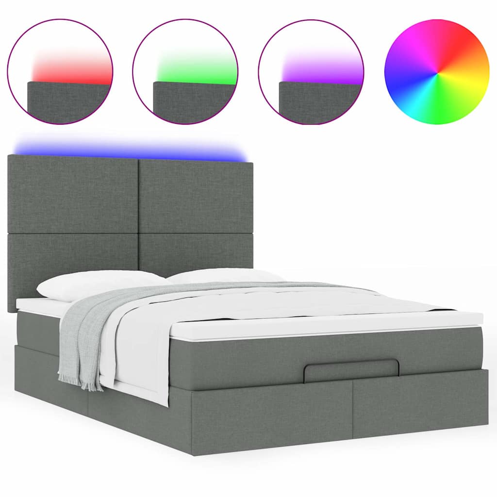 8721158487445_g_en_hd_3 vidaXL Ottoman Bed with Mattress & LEDs Dark Grey Queen Fabric - Image 5