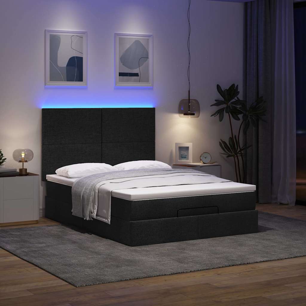 8721158487452_g_en_hd_1 vidaXL Ottoman Bed with Mattress & LEDs Black Queen Fabric - Image 3