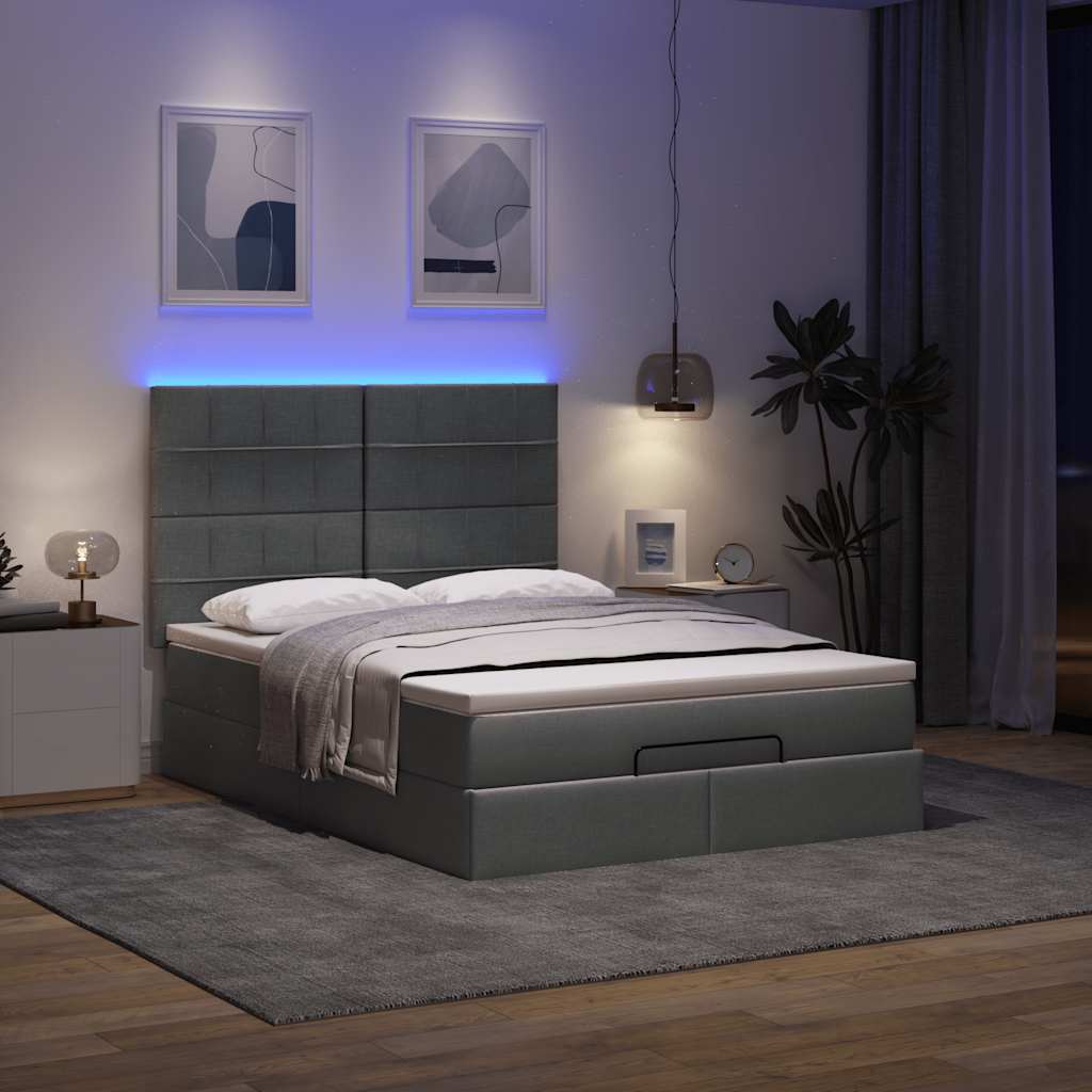 8721158488275_g_en_hd_1 vidaXL Ottoman Bed with Mattress & LEDs Dark Grey Queen Fabric - Image 3