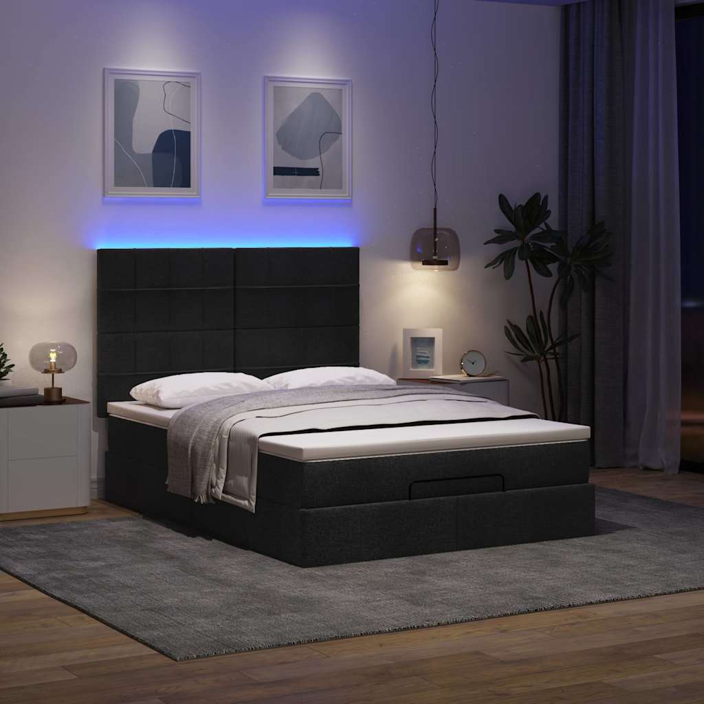 8721158488282_g_en_hd_1 vidaXL Ottoman Bed with Mattress & LEDs Black Queen Fabric - Image 3