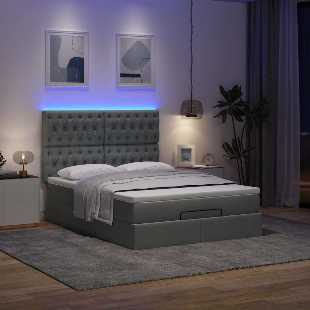 8721158489104_g_en_hd_1 vidaXL Ottoman Bed with Mattress & LEDs Dark Grey Queen Fabric - Image 3
