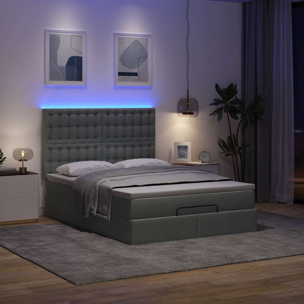 8721158489937_g_en_hd_1 vidaXL Ottoman Bed with Mattress & LEDs Dark Grey Queen Fabric - Image 3