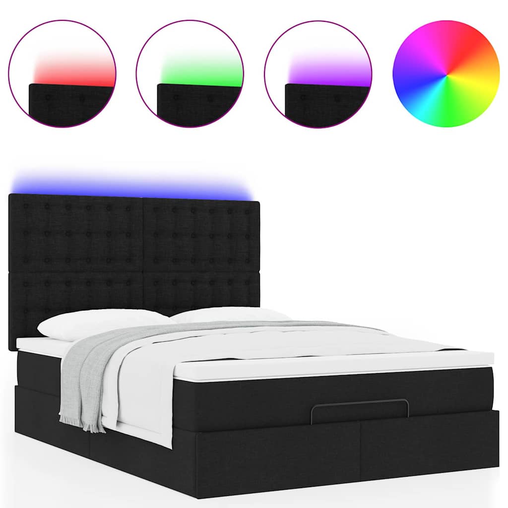 8721158489944_g_en_hd_3 vidaXL Ottoman Bed with Mattress & LEDs Black Queen Fabric - Image 5
