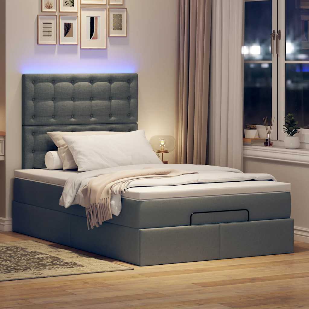 8721158489951_g_en_hd_1 vidaXL Ottoman Bed with Mattress & LEDs Dark Grey King Single Fabric - Image 3