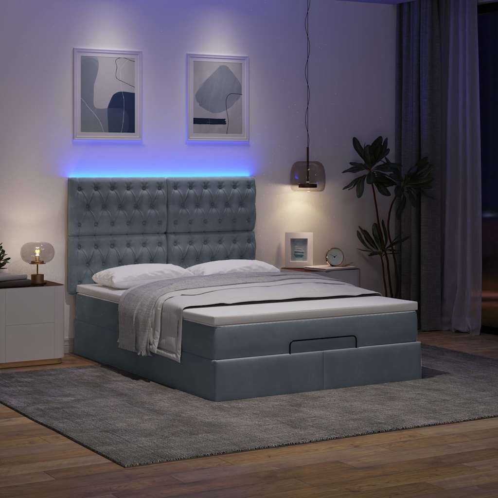 8721158492098_g_en_hd_1 vidaXL Ottoman Bed with Mattresses & LEDs Dark Grey Queen Velvet - Image 3