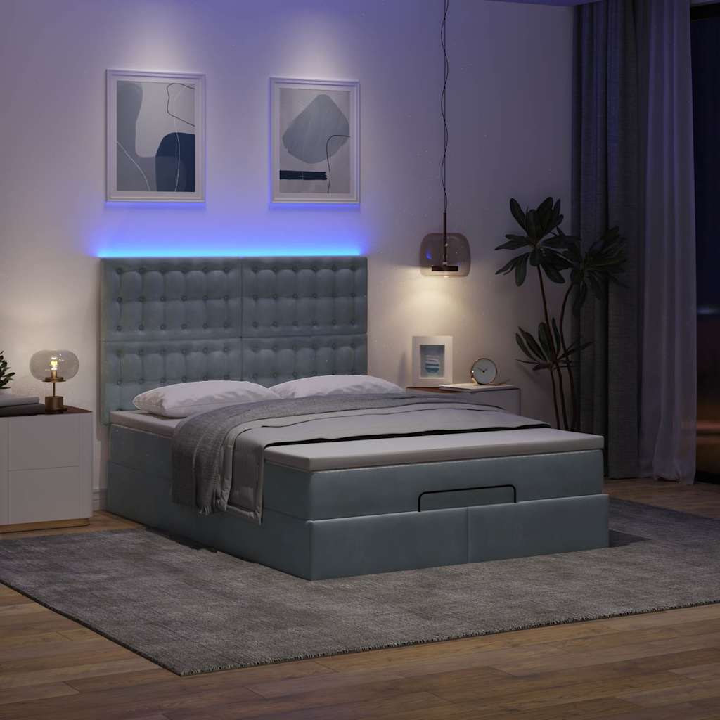 8721158492814_g_en_hd_1 vidaXL Ottoman Bed with Mattresses & LEDs Dark Grey Queen Velvet - Image 2