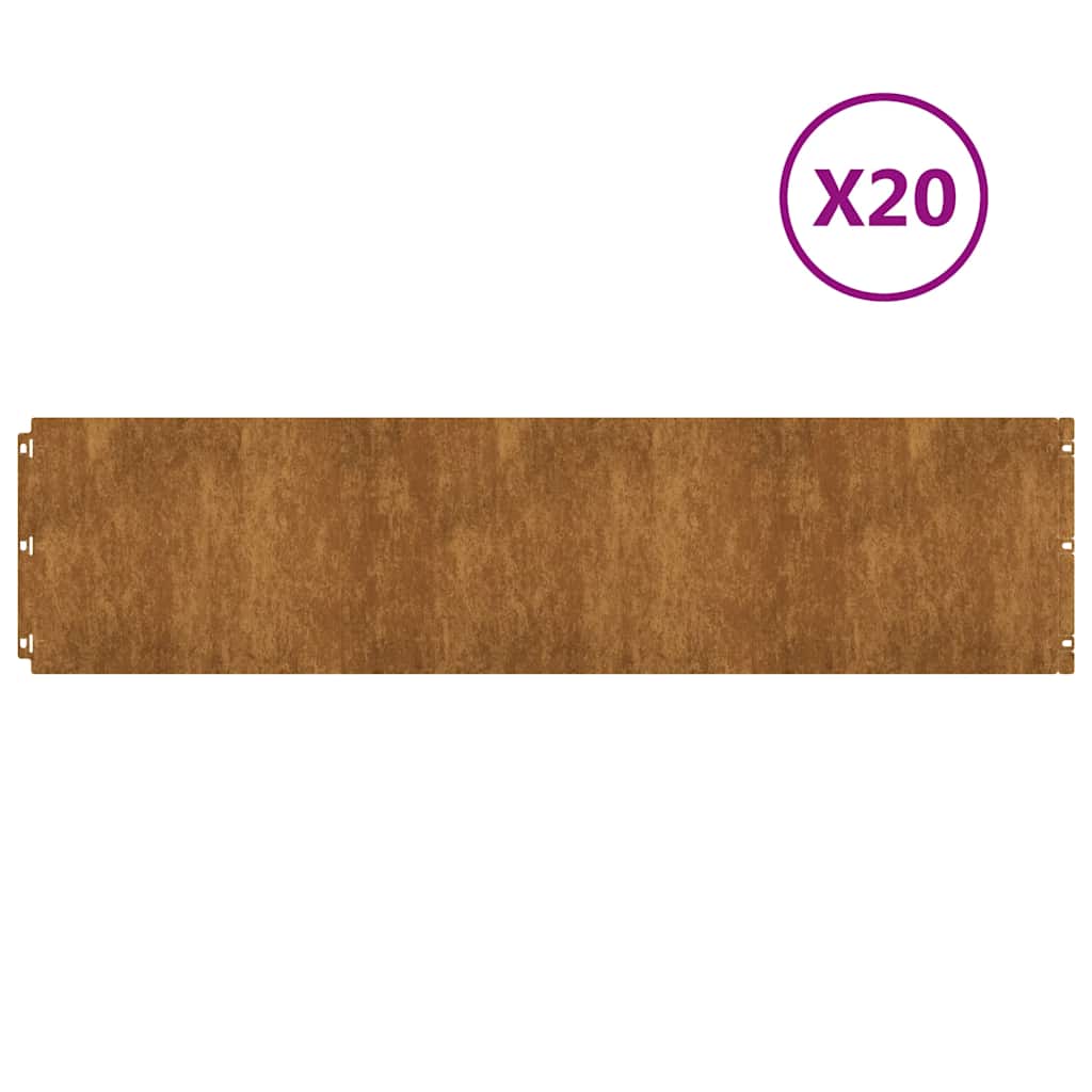 8721158513588_a_en_hd_1 vidaXL Lawn Edgings 20 pcs 25x103 cm Flexible Weathering Steel - Image 2