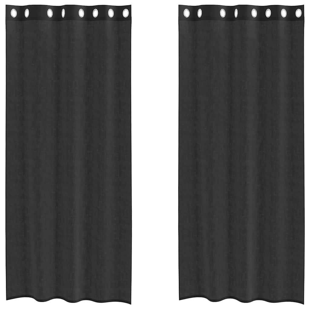 8721158550781_a_en_hd_1 vidaXL Voile Curtains with Grommets 2 pcs Black 140x245 cm - Image 2