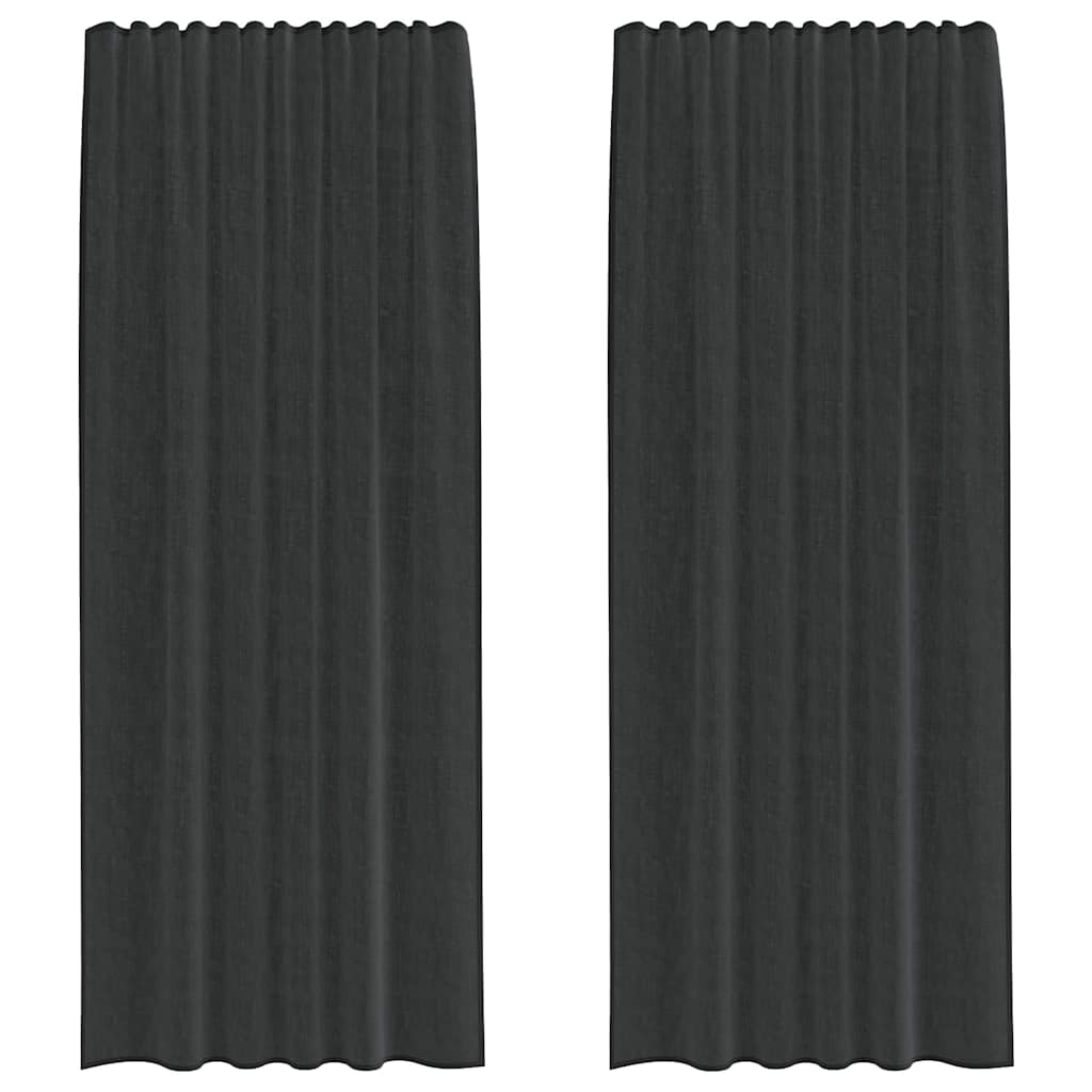 8721158551856_a_en_hd_1 vidaXL Voile Curtains with Rod Pockets 2 pcs Black - Image 2