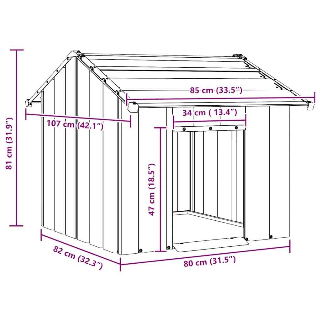 8721158571762_g_en_hd_6 vidaXL Dog House with Roof 85x107x81 cm Galvanised Steel - Image 7