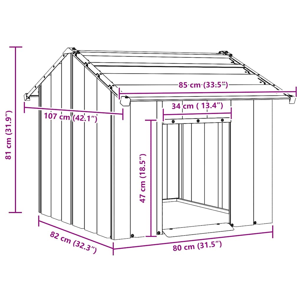 8721158571779_g_en_hd_6 vidaXL Dog House with Roof 85x107x81 cm Galvanised Steel - Image 7