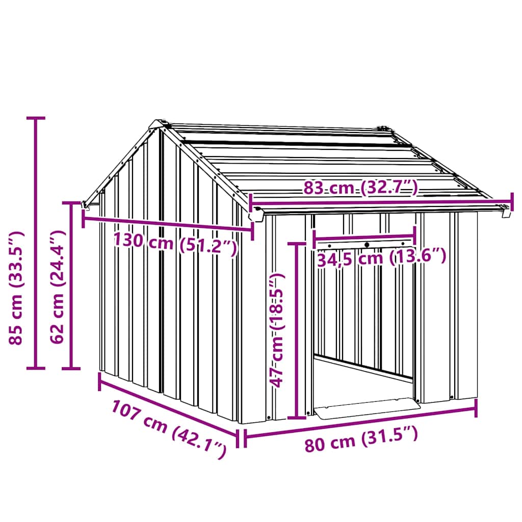 8721158571793_g_en_hd_6 vidaXL Dog House with Roof 83x130x85 cm Galvanised Steel - Image 7