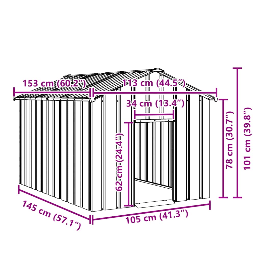 8721158571830_g_en_hd_6 vidaXL Dog House with Roof 113x153x101 cm Galvanised Steel - Image 7