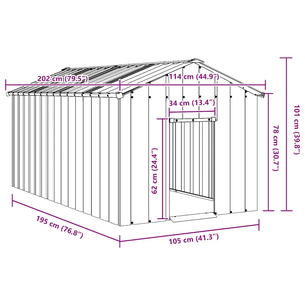 8721158571847_g_en_hd_6 vidaXL Dog House with Roof 114x202x101 cm Galvanised Steel - Image 7