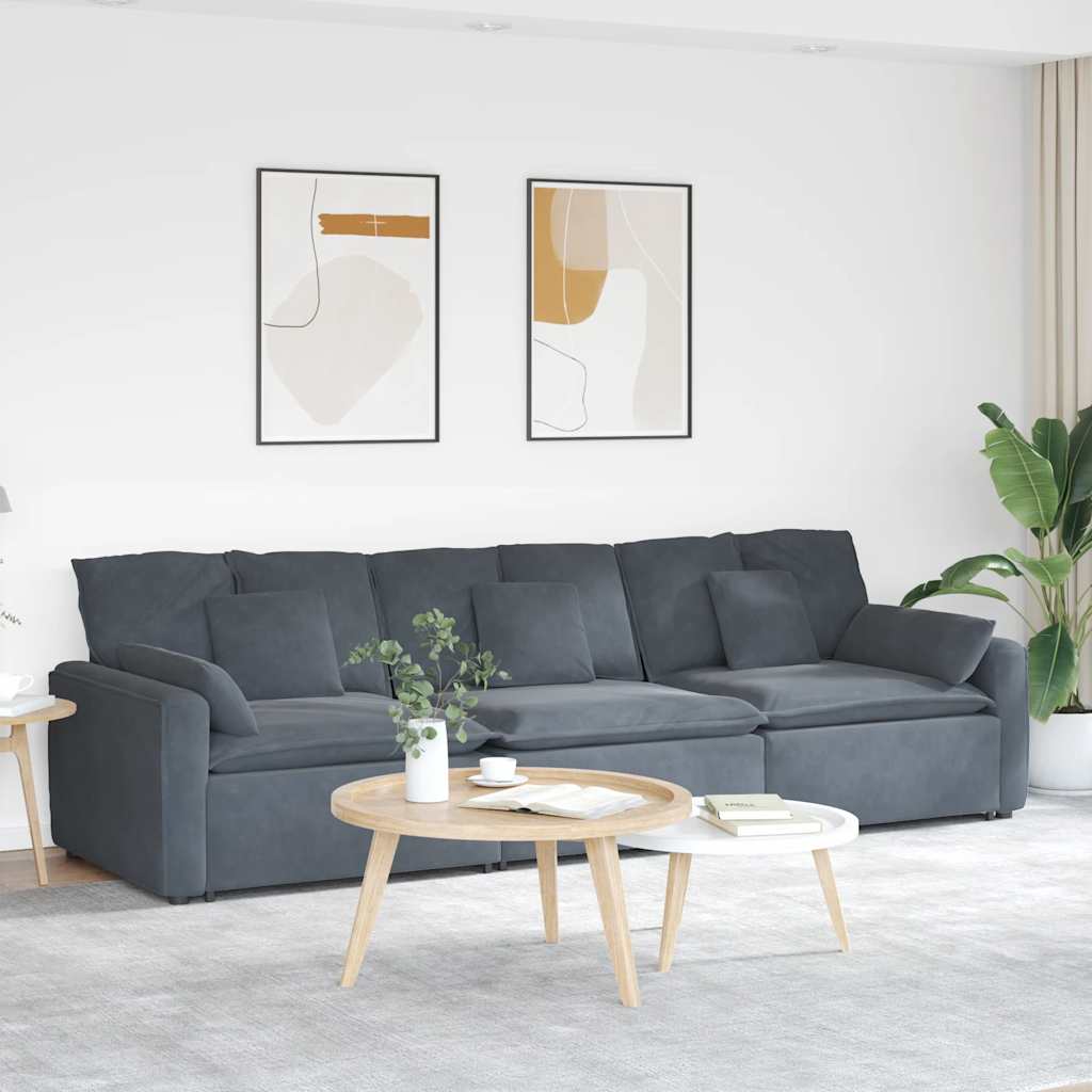 8721158641144_m_en_hd_1 vidaXL Modular Sofa with Cushions Dark Grey - Image 1
