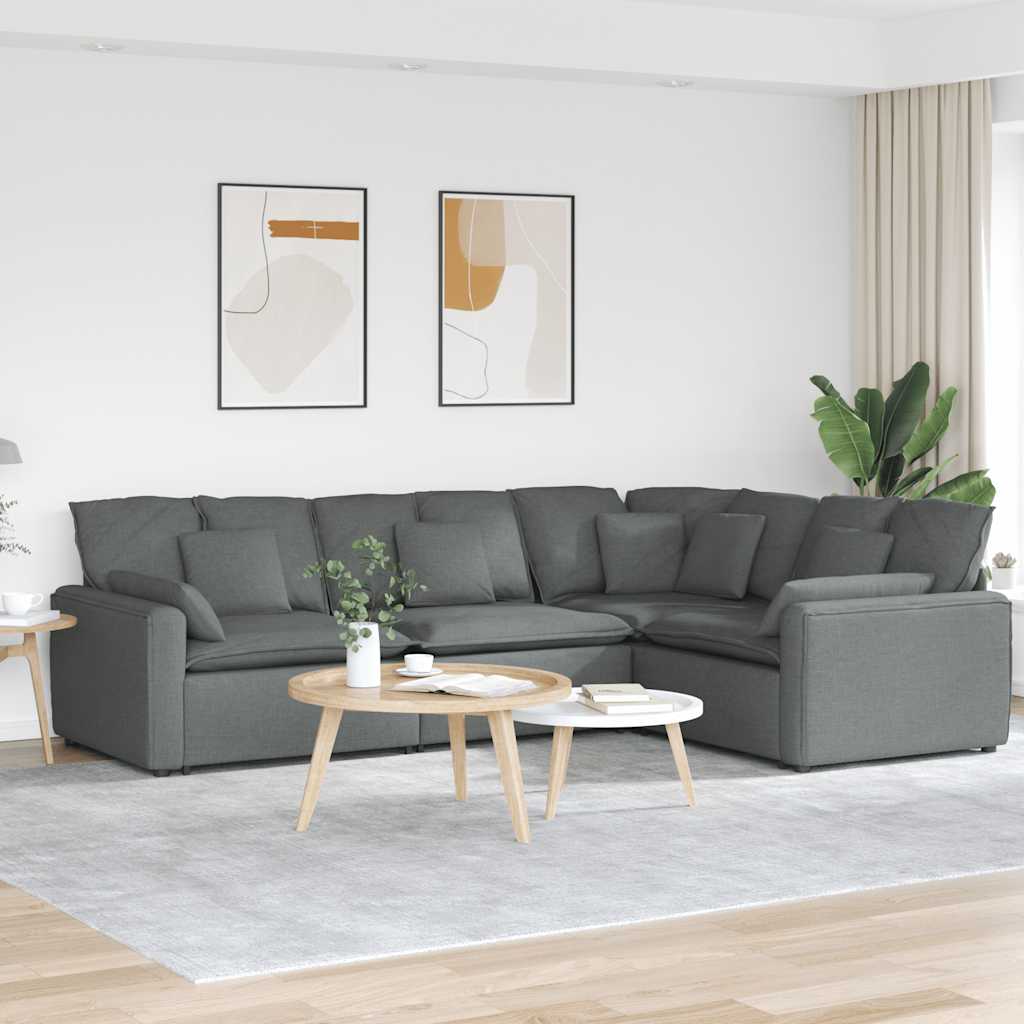 8721158641625_m_en_hd_1 vidaXL Modular Sofa with Cushions Fabric Dark Grey - Image 1