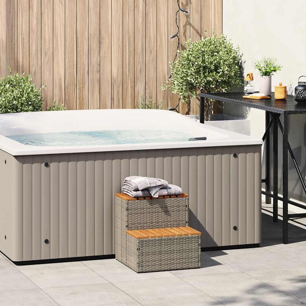8721158645487_g_en_hd_1 vidaXL Hot Tub Step Grey 50x50x50.5 cm Poly Rattan and Solid Acacia - Image 2