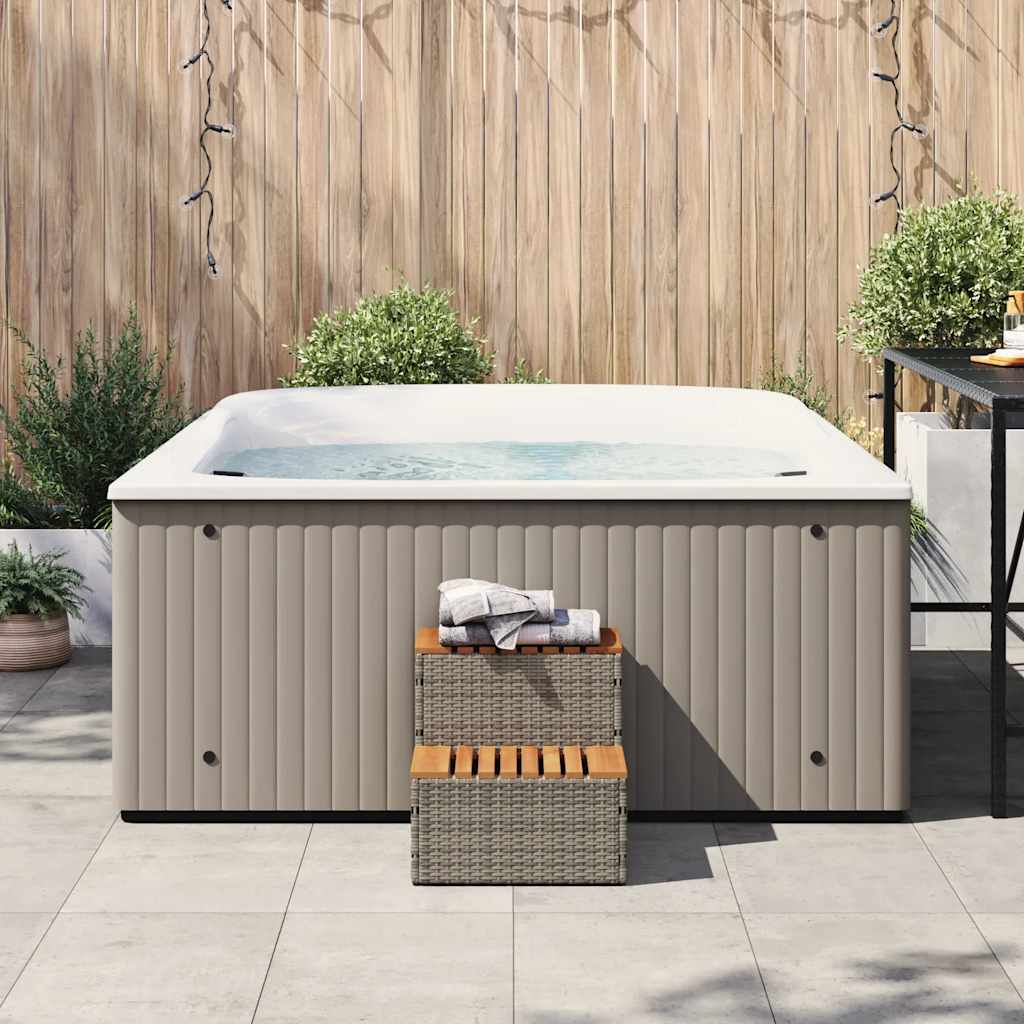 8721158645487_g_en_hd_2 vidaXL Hot Tub Step Grey 50x50x50.5 cm Poly Rattan and Solid Acacia - Image 3