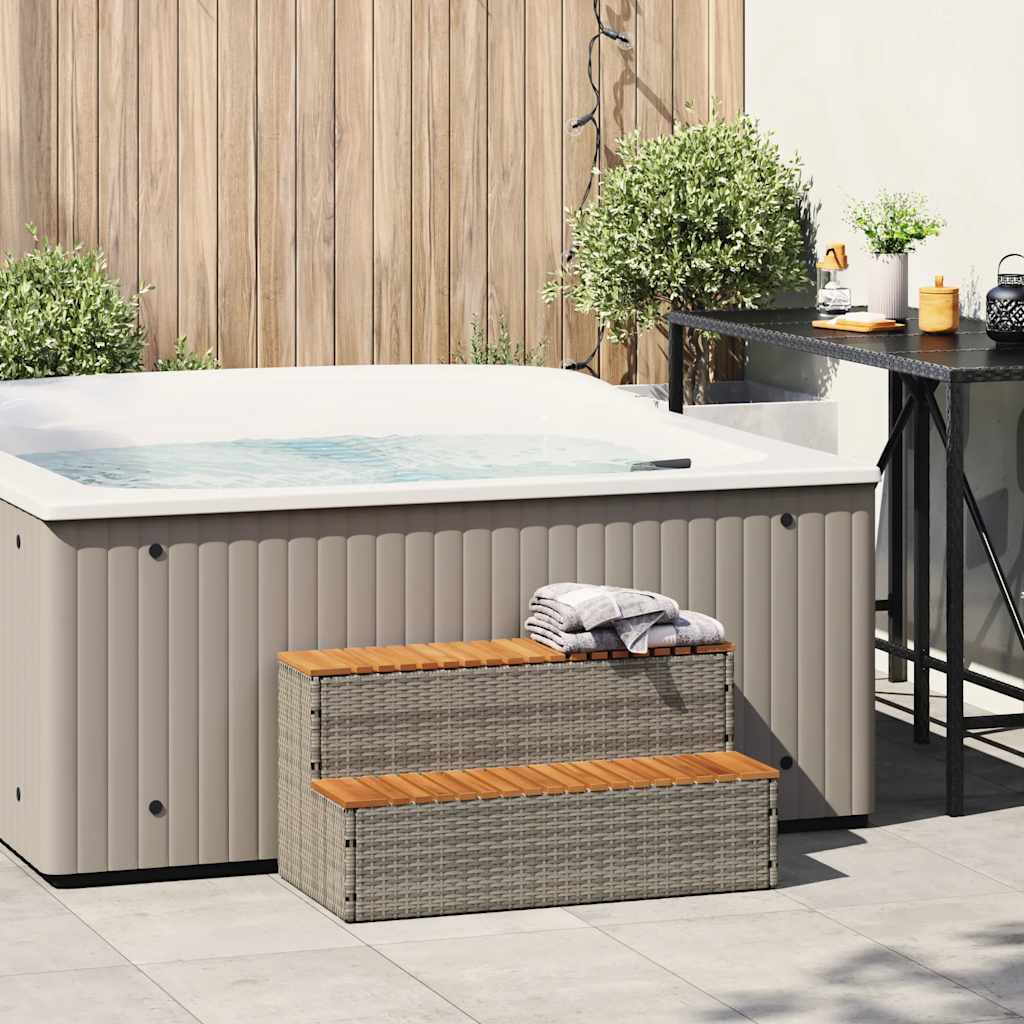 8721158645524_g_en_hd_1 vidaXL Hot Tub Step Grey 100x50x50.5 cm Poly Rattan and Solid Acacia - Image 2