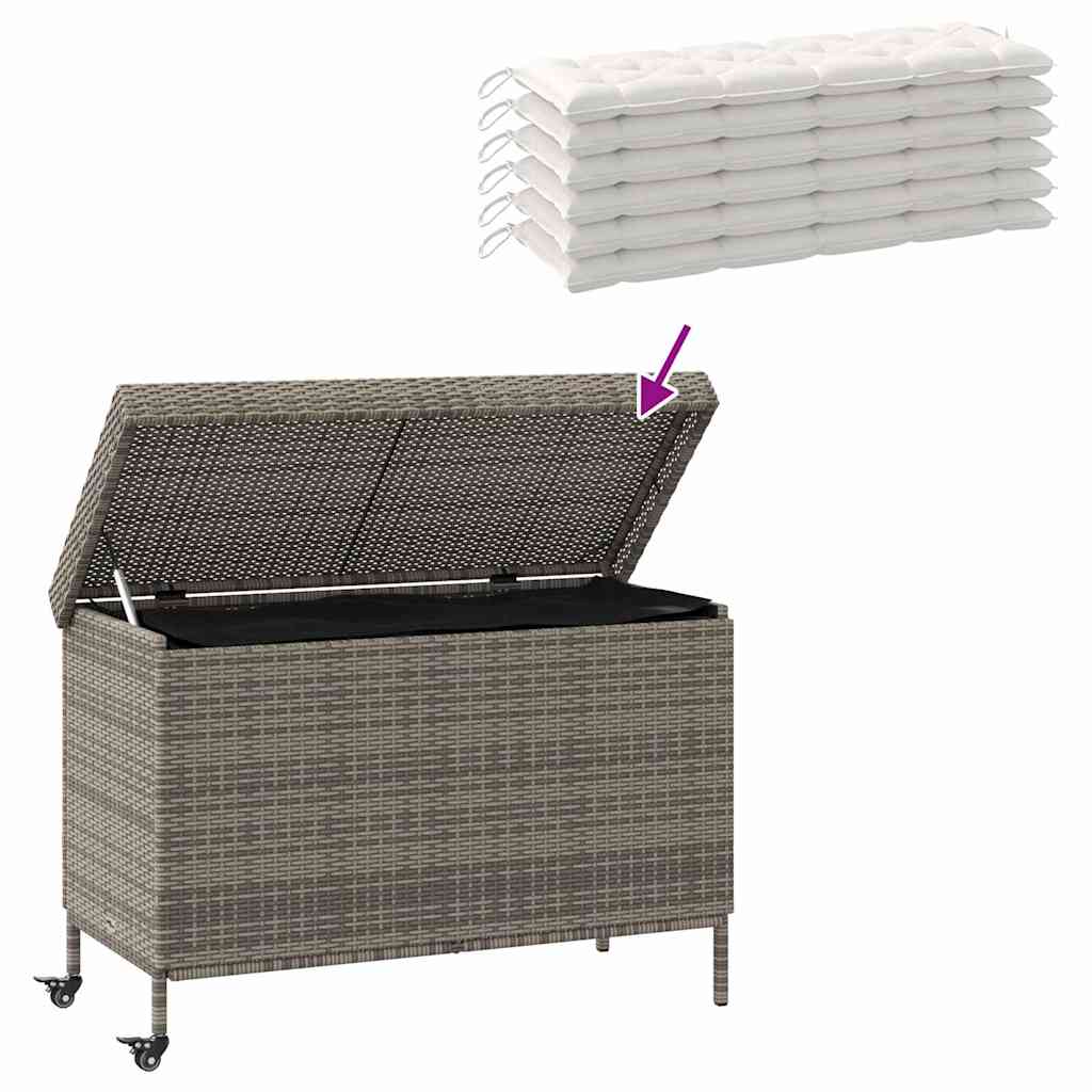 8721158648440_g_en_hd_5 vidaXL Garden Storage Box with Wheels Grey 110x55x73 cm Poly Rattan - Image 7