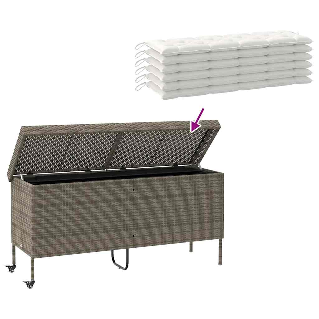 8721158648495_g_en_hd_5 vidaXL Garden Storage Box with Wheels Grey 160x55x75 cm Poly Rattan - Image 7