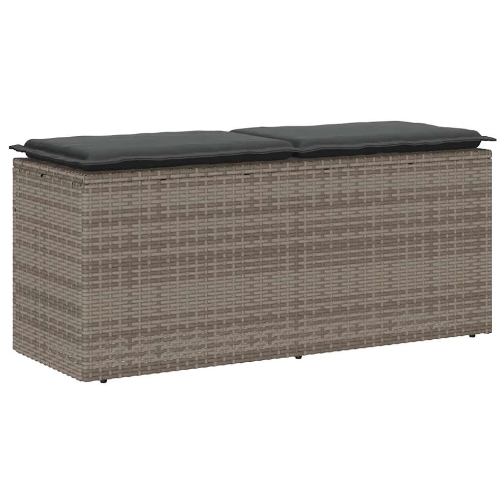 8721158655868_a_en_hd_1 vidaXL Garden Bench with Cushion Grey 110x40x44 cm Poly Rattan - Image 1