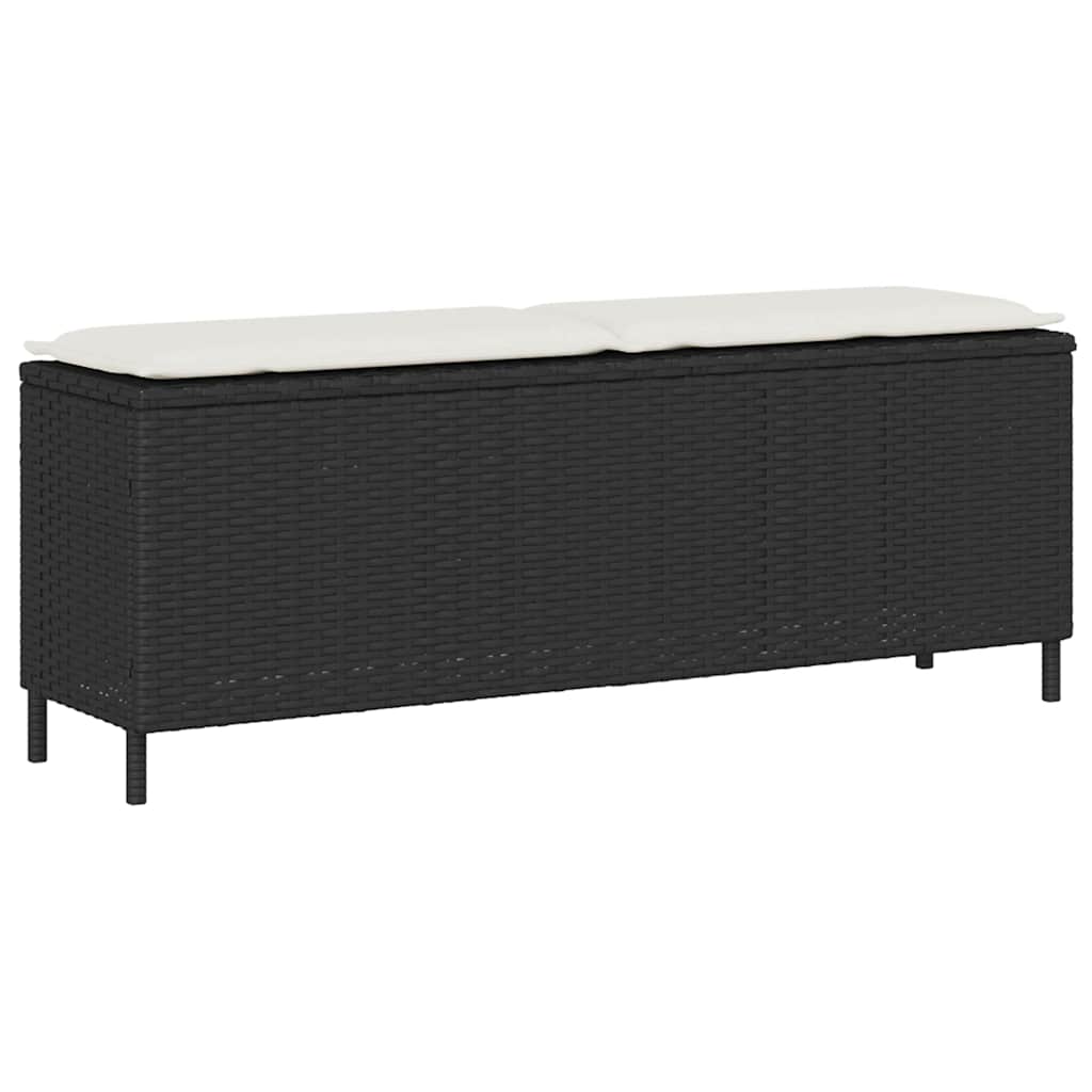 8721158655936_a_en_hd_1 vidaXL Garden Bench with Cushion Black 110x30x40.5 cm Poly Rattan - Image 1