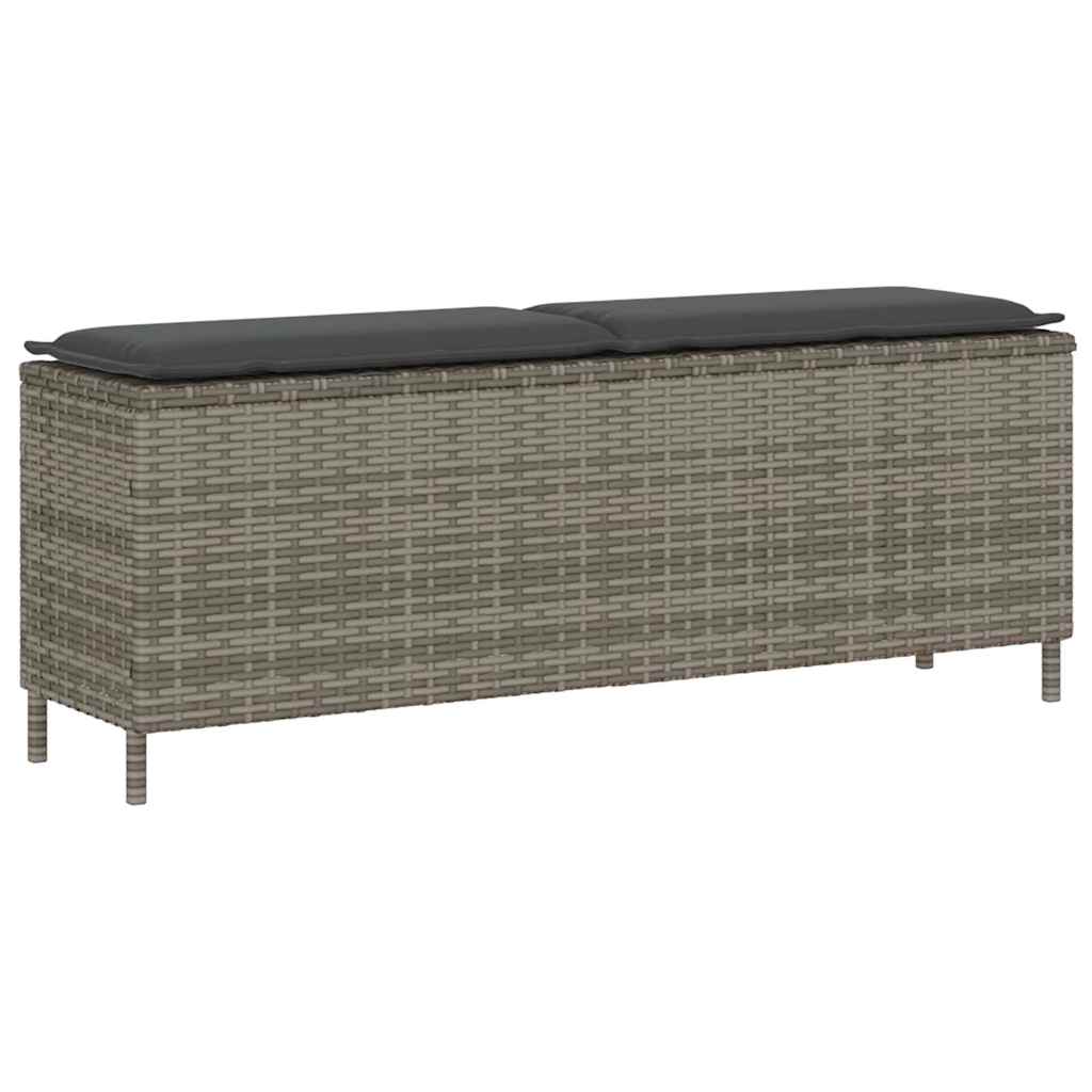 8721158655950_a_en_hd_1 vidaXL Garden Bench with Cushion Grey 110x30x40.5 cm Poly Rattan - Image 1