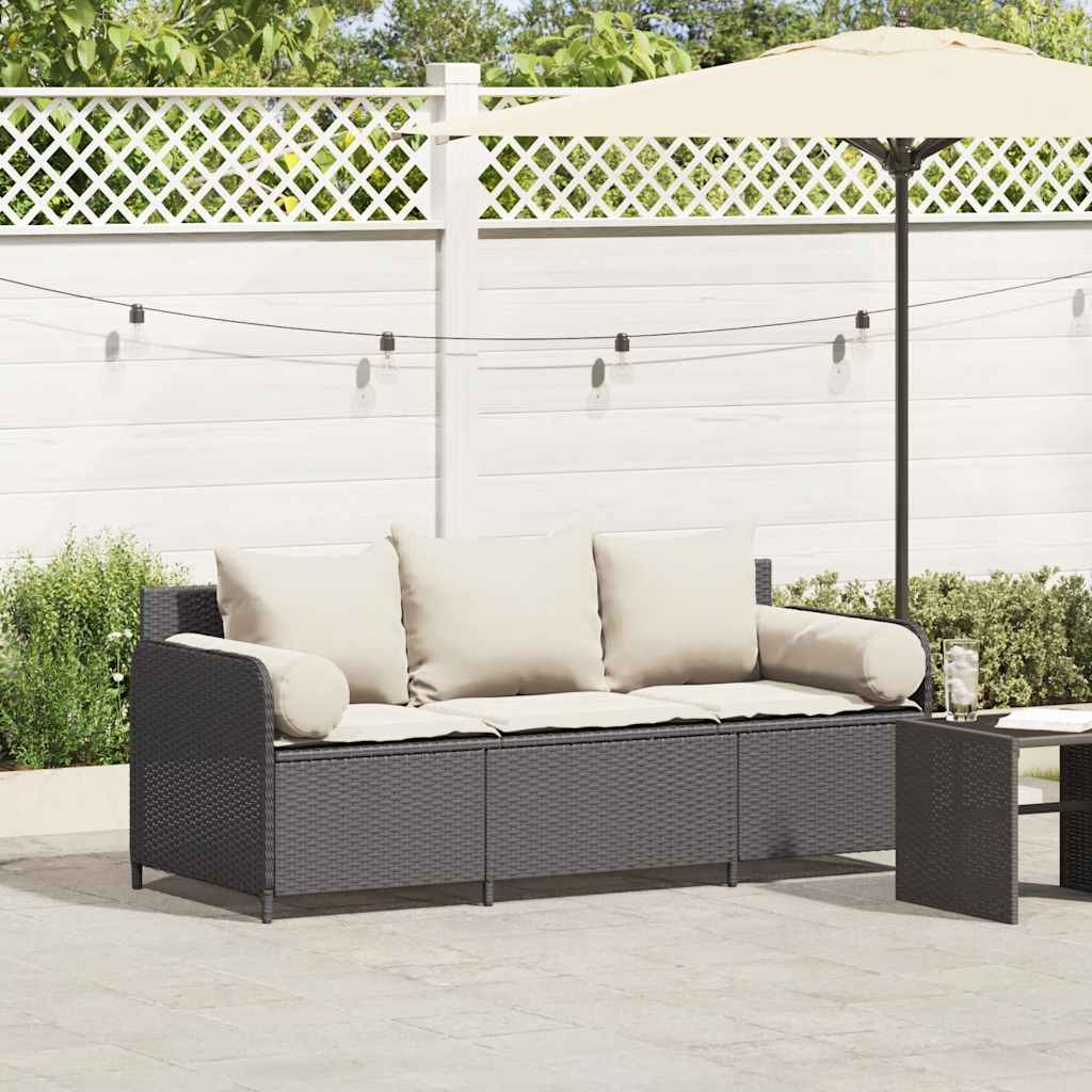 8721158656117_m_en_hd_1 vidaXL Garden Sofa with Cushions 3-Seater Black Poly Rattan - Image 1